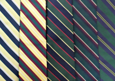 Tie Collection Green & Yellow Stripes Close-up
