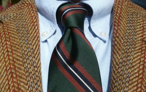 Brown Tweed and Green Rep Tie