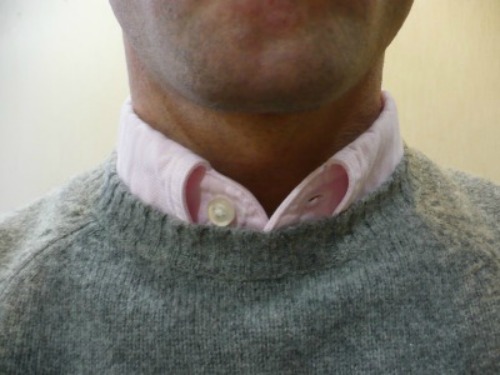 Grey Sweater and Pink OCBD