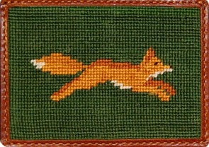 Smather and Branson Fox Needlepoint Credit Card Wallet