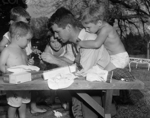 Robert F. Kennedy with His Children in 1957