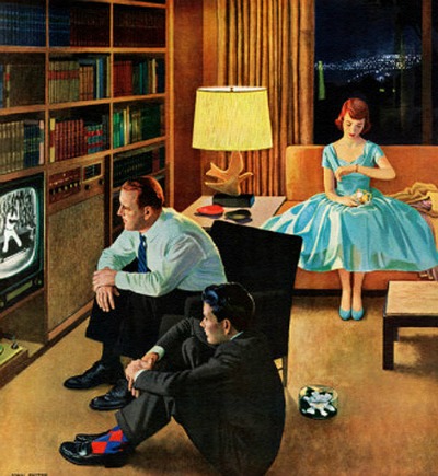 Date With The Television, art by John Falter.  Detail from Saturday Evening Post cover April 21, 1956.